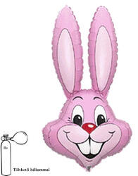 Flexmetal Fólia léggömb, nyuszi fej, light pink, 100 cm