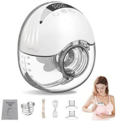  Baomom LED kijelzős hordozható mellszívó /nagy kapacitás 210ml, 1200mAh beépített akkumulátor/ +2db ajándék tölcsér+hosszabbító pánt+pótalkatrészek (My-375)