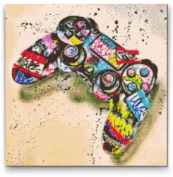Gyémántszemes festmény - Playstation kontroller Méret: 50x50cm, Keretezés: Műanyagtáblával, Gyémántok: Kerek