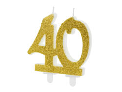 PartyDeco Lumanare cifra 40, aurie, 7.5cm (SCU5-40-019)