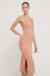 Roxy ruha rózsaszín, midi, testhezálló, ERJKD03467 - rózsaszín L