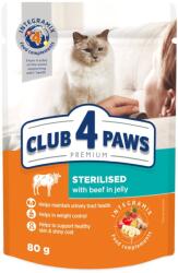 CLUB 4 PAWS CLUB 4 PAWS Premium Sterilised, Vită, plic hrană umedă pisici sterilizate, (în aspic), 80g CLUB 4 PAWS Premium Sterilised, Vită, plic hrană umedă pisici sterilizate, (în aspic), bax, 80g x 24buc