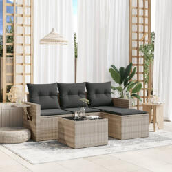 vidaXL 4 részes világosszürke polyrattan kerti ülőgarnitúra párnákkal (3252409) - balena