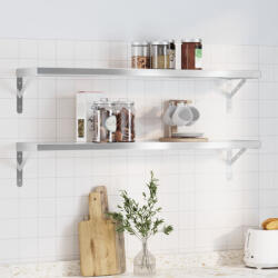 vidaXL 2 db ezüstszínű rozsdamentes acél fali polc 100 x 23, 5 cm (3214504) - balena