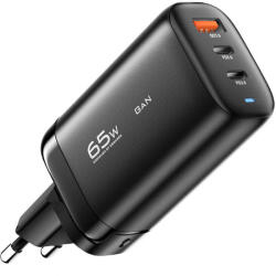 ESSAGER Charger 2xUSB-C 1xUSB-A 65W Essager GaN (black) (ECT2CA-MYB01) - scom