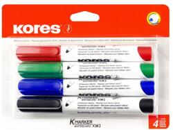 Kores Tábla- és flipchart marker készlet, 3 mm, kúpos, kartondobozban, KORES "K-Marker XW1", 4 különböző szín 20724 (20724)