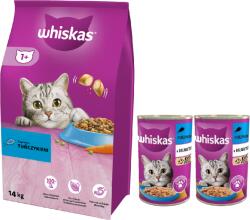 Whiskas WHISKAS Száraz macskatáp 1+ tonhallal 14kg + 2xWHISKAS nedves macskatáp 1+ tonhallal zselében 400g