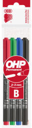  Alkoholos marker készlet, OHP, 2-3 mm, B, ICO, 4 különböző szín (TICPBV4) - cartridge
