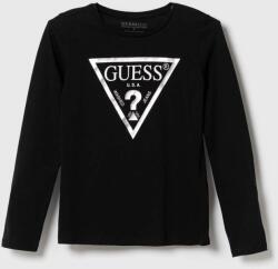 GUESS gyerek pamut hosszú ujjú felső fekete - fekete 125-135