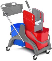  Takarítókocsi műanyag vázas 2x25 L vödrös + prés + kosár (PLSTRL1)