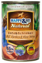 Happy&Fit Natural Dog Kutyatáp Konzerv Kacsa-Sonka Sütőtökkel és Aloe Verával 400g