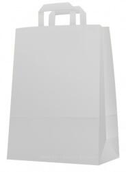 Papírtáska, 22 + 10 x 28 cm, szalagfüles, fehér 50 db/csomag