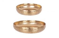 Bizzotto Set 2 boluri decorative aluminiu auriu Varanasi 30.5x7 cm, 38x8 cm (0182972) Tava