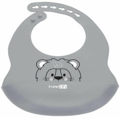 FreeON Baveta, FreeON, Moale, Din silicon, Fara BPA, Cu buzunar, 31 x 24 cm, Lion Grey (49430) Bavata