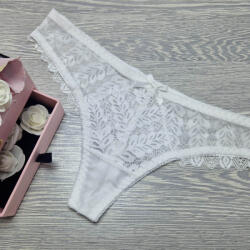 Lemila Női tanga csipke+tüll díszítéssel L, Fehér 44501