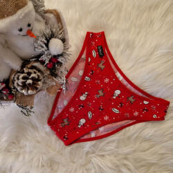 Barones KARÁCSONYI pamut bugyi-PIROS-felszabott bikini fazon L 36649