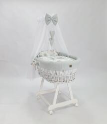 Ourbaby® Fehér fonott babaágy felszereléssel - Sün