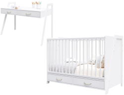 Lettino 2 az 1-ben Gyermekágy és íróasztal KÚP 120x60 - FEHÉR