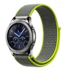 Mybandz tépőzáras szövet óraszíj 22mm, szürke-neonzöld (22SKU16167) (22SKU16167)
