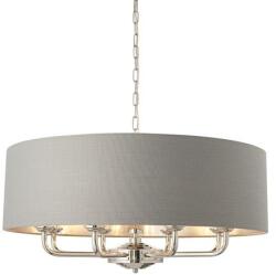 Endon Lighting ENDON Highclere 8lt Pendant Bright nickel plate & charcoal fabric 8 x 40W E14 candle - ED-94415 (ED-94415)