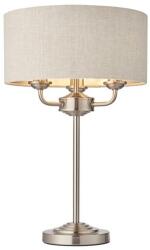 Endon Lighting ENDON Highclere 3lt Table Brushed chrome plate & natural linen 3 x 18W E14 Eco golf - ED-94369 (ED-94369)