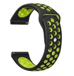 Mybandz lélegző szilikon óraszíj 20mm, fekete-zöld (20SKU4578) (20SKU4578)