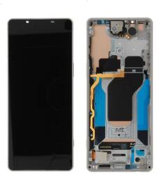 Sony A5060571A Gyári Sony Xperia 1 V Ezüst LCD kijelző érintővel kerettel előlap (A5060571A)