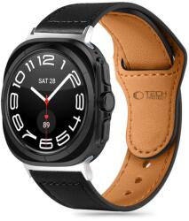 Samsung Galaxy Watch Ultra (47mm) okosóra szíj - TECH-PROTECT Leather fekete bőr szíj - graffistore