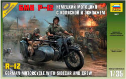Zvezda German WWII Sidecar R12 with crew (3607) (3607_Z)