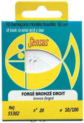 SENSAS Straight Forged Bronz 50cm 0, 1mm 18 Monofil Előkötött Horog 10db (55303)