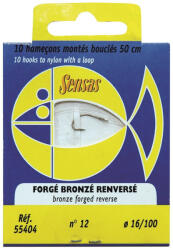 SENSAS Forged Reverse Bronz 50cm 0, 16mm 12 Monofil Előkötött Horog 10db (55404)