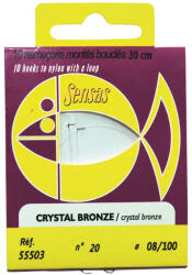 SENSAS Crystal Bronz 30cm 0, 1mm 18 Monofil Előkötött Horog 10db (55505)