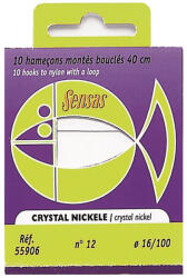 SENSAS Crystal Nickel 40cm 0, 12mm 16 Monofil Előkötött Horog 10db (55904)