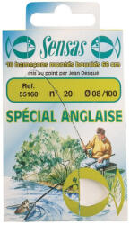 SENSAS Waggler Round Bend 60cm 0, 08mm 18 Monofil Előkötött Horog 10db (55167)