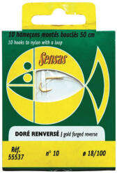 SENSAS Gilt Reversed 50cm 0, 1mm 18 Monofil Előkötött Horog 10db (55531)