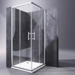 STUXI Delhi 90x90 cm szögletes két tolóajtós zuhanykabin zuhanytálcával és króm szifonnal, krómozott elemekkel, 190 cm magas (6ZKSZ_90-MAU-MODSQ90-D-01)