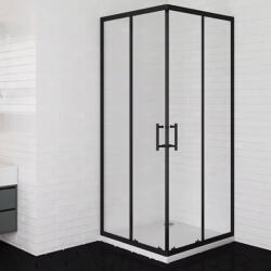 STUXI Delhi Black 90x90 cm szögletes két tolóajtós zuhanykabin zuhanytálcával és króm szifonnal, fekete elemekkel, 190 cm magas (6FZKSZ_90-MAU-MODSQ80-D-01)