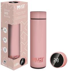 Luna Must: Smart Thermos rozsdamentes-acél kulacs LED hőmérséklet kijelzővel, gumi bevonattal pink színbe (000586005)