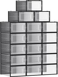 SongmicsHome Organizator pentru pantofi MARI, 18 compartimente, transparent/negru Pantofar