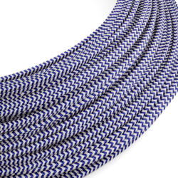 Creative Extra alacsony feszültségű tápkábel selyem hatású anyaggal bevont ZigZag fehér és kék RZ12 - 50 m (CB2035RZ12)