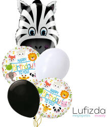  Héliumos luficsokor születésnapra, zebra - INGYENES GLS szállítással (LUFI994044)