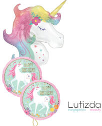  Héliumos luficsokor szülinapra, Happy Birthday, Unikornis, Unicornis, Egyszarvú - INGYENES GLS szállítással (LUFI157033)
