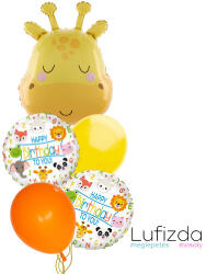  Héliumos luficsokor születésnapra, zsiráf - INGYENES GLS szállítással (LUFI262740)