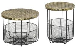 Art Masuta gradina/terasa/balcon, cu cos depozitare metalic, rotunda, negru si maro deschis, set 2 marimi (AR088401) - artool