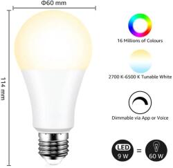 LEDISSIMO Zigbee Ambient Light Smart LEDissimo Philips Hue És Ikea Tradfi Kompatibilis LED Lámpa Körte Égő - RGB, CCT, 9 W, E27