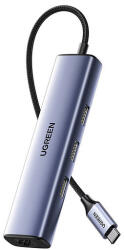 UGREEN 60600 Hub Adapter - 3x Usb 3.0, Rj45, Usb-C, Szürke