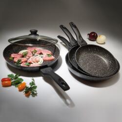 TIROSS TS1254P Serpenyő - Márvány Bevonattal, Fedővel, 24cm, Fekete