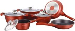 Royalty Line ® BS1010 Indukciós - 13 Darabos Fogak Készlet Anti-Báz Réteggel - Edények Levehető Fogantyúval - PFAS-Mentes - Minden Hőforráshoz - Üveg Fedelek - Bordó