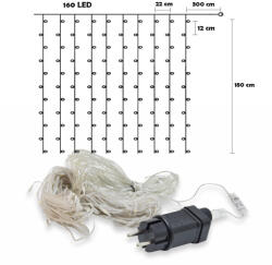 Dekorációs Kültéri Fényfüggöny 8 Világítási Móddal - 160 LED, Hideg Fehér