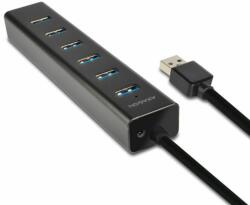 AXAGON HUE-SA7BP USB3.0 Töltőhub - 6 Portos, Fekete